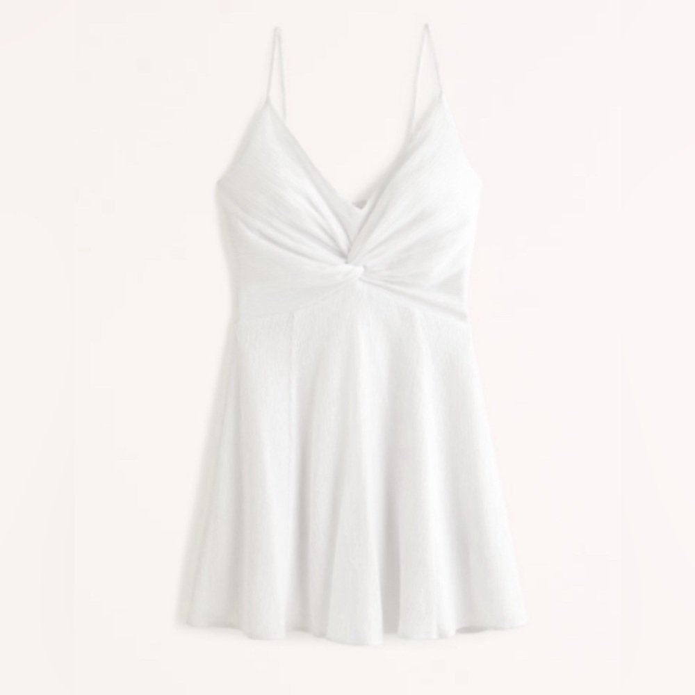NWT Abercrombie Crinkle Textured Twist-Front Mini Dress - Picture 3 of 8